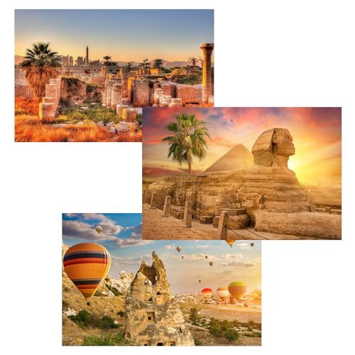 MISITU Mini Puzzle für Erwachsene Kleine Puzzle 150 Teile für Kinder über 14 Jahre (Karnak-Tempel in Ägypten, Türkei, ägyptische Sphinx),3er-Pack von MISITU