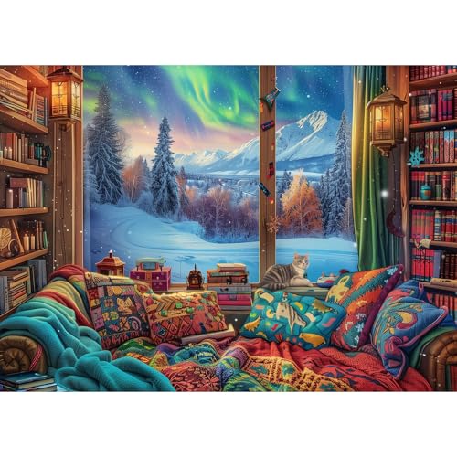 MISITU Puzzle 1000 Teile für Erwachsene Nordlicht Weihnachtspuzzle für Kinder ab 14 Jahren - 70 x 50cm von MISITU