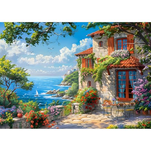 MISITU Puzzle 1000 Teile für Erwachsene und Kinder ab 14 Jahren Klassische Puzzles, Villa am Meer Puzzle 1000 Teile MISITU Puzzle 1000 Teile für Erwachsene und Kinder ab 14 Jahren Klassische Puzzles, Villa am Meer Puzzle 1000 Teile von MISITU