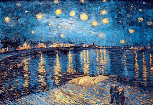MISITU Puzzle 2000 Teile Erwachsene Puzzles Van Gogh Puzzle Sternennacht auf dem Rhôn 2000 Teile Puzzle für Kinder ab 14 Jahren von MISITU