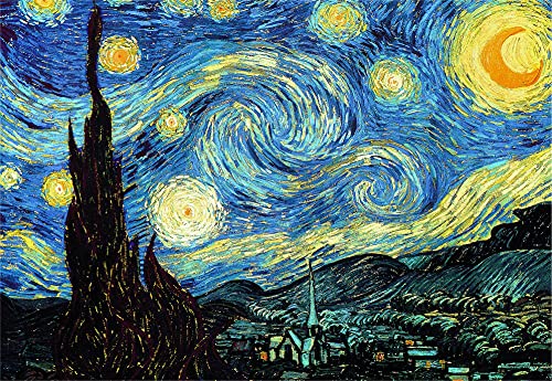 MISITU Puzzles für Erwachsene 2000 Teile Ölgemälde Kunst Puzzle Sternennacht Van Gogh Puzzle für Kinder ab 14 Jahren von MISITU
