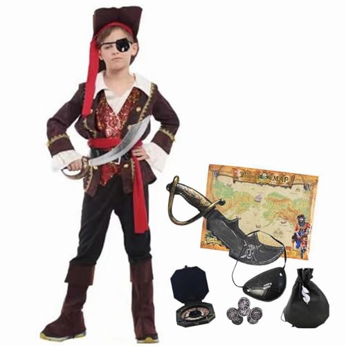 MISS & MR BM Kapitän Piratenkostüm für Kinder Jungen Piraten Kostüm & Piratenset Accessoires für Party, Karneval und Halloween, 7-8 Jahre MISS & MR BM Kapitän Piratenkostüm für Kinder Jungen Piraten Kostüm & Piratenset Accessoires für Party, Karneval und Halloween, 7-8 Jahre von MISS & MR BM