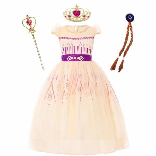 MISS & MR BM Kinder Prinzessin Kleid Schneekönigin Kostüm Deluxe Prinzessin Verkleidung für Mädchen Geburtstag Halloween Party Cosplay - Alter 7-8 Jahre von MISS & MR BM