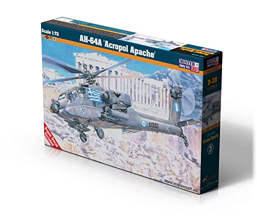 Mistercraft Modellbausatz AH-64A Acropol Apache, Maßstab 1:72, Plastikbausatz, Bausatz zum Zusammenbauen, Inklusive Klebstoff, Kunststoffmodell, Bauanleitung, 245mmx198mm von Mistercraft