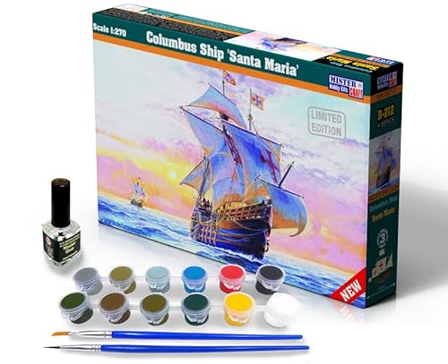 Mistercraft Modellbausatz Kolumbus' Schiff Santa Maria Maßstab 1:270, Plastikbausatz, Bausatz zum Zusammenbauen, Inklusive Klebstoff, Kunststoffmodell, Bauanleitung, Set mit Farben, 152,0mmx120,0mm Mistercraft Modellbausatz Kolumbus' Schiff Santa Maria Maßstab 1:270, Plastikbausatz, Bausatz zum Zusammenbauen, Inklusive Klebstoff, Kunststoffmodell, Bauanleitung, Set mit Farben, 152,0mmx120,0mm von MISTER CRAFT HOBBY KITS