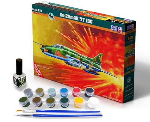 Mistercraft Modellbausatz Su-22M4R 77 JBG Maßstab 1:72, Plastikbausatz, Bausatz zum Zusammenbauen, Inklusive Klebstoff, Kunststoffmodell, Bauanleitung, Set mit Farben, 264.0mmx139.0mm von MISTER CRAFT HOBBY KITS