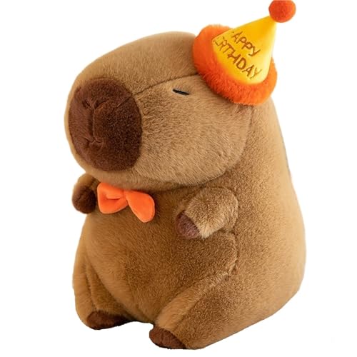 MISTPK Capybara Kuscheltiere, Geburtstagshut Capybara Plüschtier Weiches Plüschkissen Geschenke for Kinder Geburtstagsparty Dekoration(25CM/9.84IN) von MISTPK