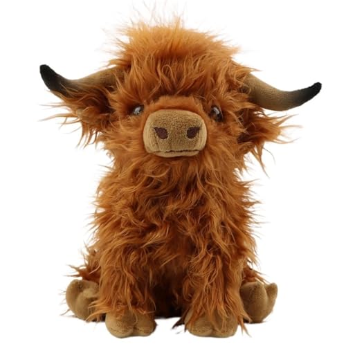 MISTPK Highland Cow Kuscheltiere, 25Cm Realistische Kuh Plüsch Weicher Schottischer Bulle Plüschtier Geschenk for Kinder Jungen Mädchen, Heimdekoration von MISTPK