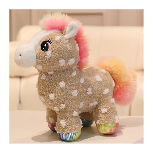 MISTPK Niedliches Einhorn Kuscheltier, Buntes Einhorn Plüschtier Weiches Plüschhaus Spielzeug Geschenk for Jungen Mädchen Freundin(Brown,House) von MISTPK