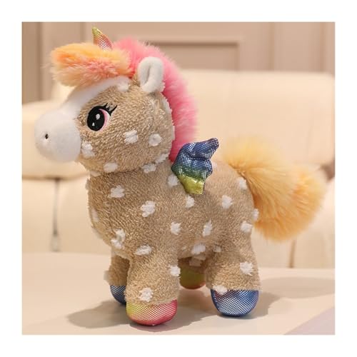 MISTPK Niedliches Einhorn Kuscheltier, Buntes Einhorn Plüschtier Weiches Plüschhaus Spielzeug Geschenk for Jungen Mädchen Freundin(Brown,Unicorn) von MISTPK