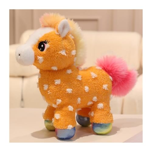 MISTPK Niedliches Einhorn Kuscheltier, Buntes Einhorn Plüschtier Weiches Plüschhaus Spielzeug Geschenk for Jungen Mädchen Freundin(Orange,House) von MISTPK