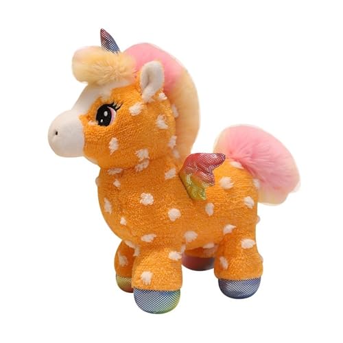 MISTPK Niedliches Einhorn Kuscheltier, Buntes Einhorn Plüschtier Weiches Plüschhaus Spielzeug Geschenk for Jungen Mädchen Freundin(Orange,Unicorn) von MISTPK