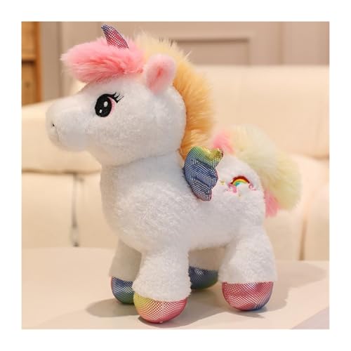 MISTPK Niedliches Einhorn Kuscheltier, Buntes Einhorn Plüschtier Weiches Plüschhaus Spielzeug Geschenk for Jungen Mädchen Freundin(White,Unicorn) von MISTPK