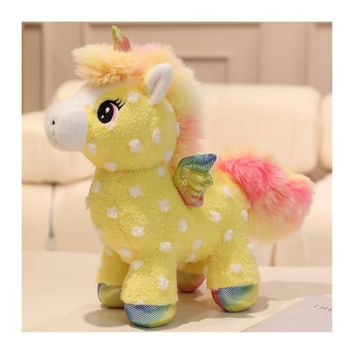 MISTPK Niedliches Einhorn Kuscheltier, Buntes Einhorn Plüschtier Weiches Plüschhaus Spielzeug Geschenk for Jungen Mädchen Freundin(Yellow,Unicorn) von MISTPK