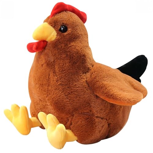 MISTPK Süßes Hühner Kuscheltier, Weiches Hühner Plüschtier Kuschelkissen Geschenk for Jungen und Mädchen for Geburtstag(Brown) von MISTPK