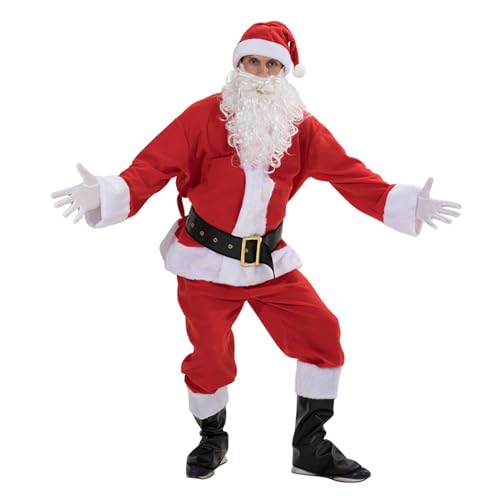7-teiliges Weihnachtsmann Cosplay Kostüm Für Herren Einschließlich Weihnachtsmannmütze Handschuhen Kleidung Gürtel Weihnachtsmannstiefeln Und Weihnachtsmannbart Weihnachtsmann Outfit Für Männer von MISUVRSE