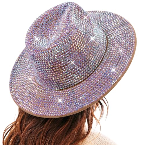 Cowboyhüte Für Frauen Mit Solid Color Giltter Verleihungen Weitkrempe Weibliche Cap Disco Cowgirlhat Cosplay Western Cowgirl Hüte Für Frauen Mädchen von MISUVRSE