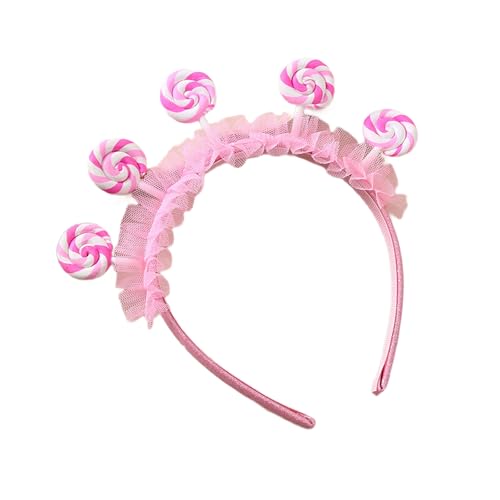 Handgefertigte Lollipop Stirnband Candy Girls Cosplay Accessoires Rüschen Süßigkeiten Kopfschmuck Maskerade Halloween Cosplay Party Lollipop Stirnband Kinder Für Mädchen Frauen Erwachsene Bulk von MISUVRSE