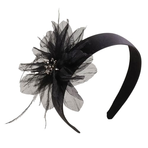 MISUVRSE 1920er Jahre Blumen-Haarband für Damen, Flapper-Kopfschmuck, Zubehör für Cosplay, Party, elegantes Perlenstickerei, gefiedertes Stirnband, Fascinator, Hüte für Frauen von MISUVRSE