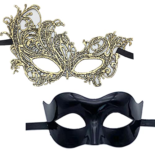 MISUVRSE 2 Stücke Maskerade Maske Halbgesichtsmaske Spitzen Augenmaske Halloween Party Mardi Gras Venezianische Maske Für Frauen Männer MISUVRSE 2 Stücke Maskerade Maske Halbgesichtsmaske Spitzen Augenmaske Halloween Party Mardi Gras Venezianische Maske Für Frauen Männer von MISUVRSE