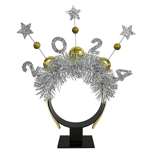 MISUVRSE 2024 Silvester Party Stirnband für Erwachsene Kind Tiaras Headhoop Weihnachten Party Kopfschmuck Neujahr Festliche Dekoration von MISUVRSE