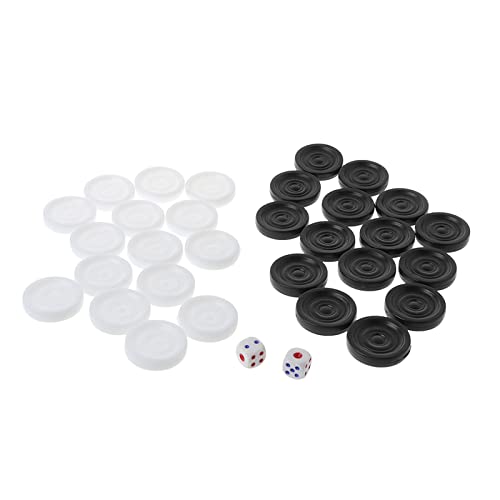 MISUVRSE 32 Teile/Paket Backgammon Teile 35mm Kunststoff Schwarz Weiß Backgammon Checkers Stücke Checkers Set Staunton Schach Fliegen Schachspiel Teppich von MISUVRSE