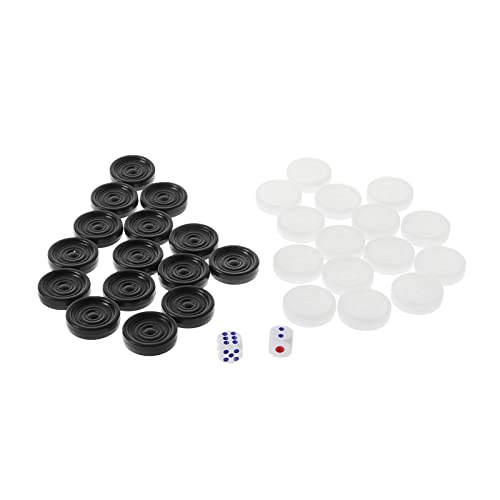 MISUVRSE 32 Teile/Paket Backgammon Teile 35mm Kunststoff Schwarz Weiß Backgammon Checkers Stücke Checkers Set Staunton Schach Fliegen Schachspiel Teppich von MISUVRSE