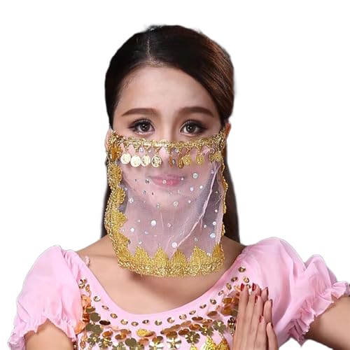 MISUVRSE Bauchtanz-Gesichtsschleier für Damen, halber Tribal mit Münze, Halloween-Kostüm, Cosplay, Damen, Tribalgesicht mit Münze, Halloween, Cosplay MISUVRSE Bauchtanz-Gesichtsschleier für Damen, halber Tribal mit Münze, Halloween-Kostüm, Cosplay, Damen, Tribalgesicht mit Münze, Halloween, Cosplay von MISUVRSE