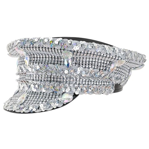 MISUVRSE Bejeweled Kapitän Hut Kristalle Matrosenhut für Disco Haus Cocktail Partys Urlaub funkelnde Kristalle für Braut MISUVRSE Bejeweled Kapitän Hut Kristalle Matrosenhut für Disco Haus Cocktail Partys Urlaub funkelnde Kristalle für Braut von MISUVRSE