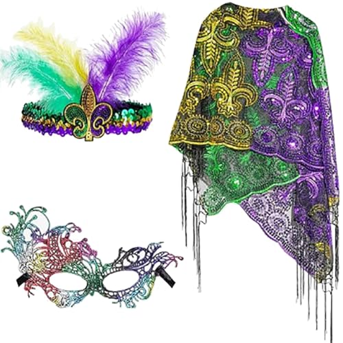 MISUVRSE Buntes Haarband mit Perlen und Pailletten, für Partys, festlicher Schal MISUVRSE Buntes Haarband mit Perlen und Pailletten, für Partys, festlicher Schal von MISUVRSE