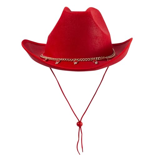 MISUVRSE Cowboyhut mit Kette Pilz für Junggesellinnenabschied Disco Cowboyhut Disco für Schauspielerin Schauspielerin Nachtclub von MISUVRSE