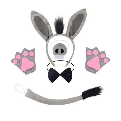 MISUVRSE Esel-Kostüm-Outfit für Halloween, Tier-Kostüm, Zubehör für Kinder, Jungen, Mädchen, Cosplay, Geburtstag, Weihnachten, Halloween, Requisiten-Set von MISUVRSE