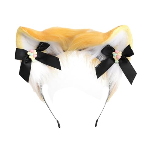 MISUVRSE Fuchsohren Cosplay Tierohren Kopfbedeckung Halloween Stirnband Kopfbedeckung Kostüm Zubehör mit Schleife von MISUVRSE