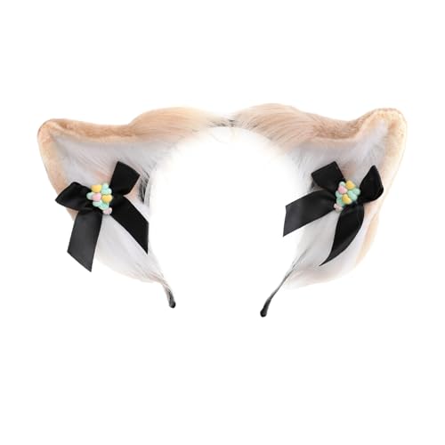 MISUVRSE Fuchsohren Cosplay Tierohren Kopfbedeckung Halloween Stirnband Kopfbedeckung Kostüm Zubehör mit Schleife von MISUVRSE