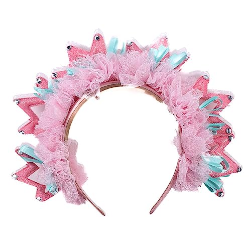 MISUVRSE Haarband für Kleinkinder, plissiert, Spitze, Krone, für Vergnügungspark, Kindertag, Party, Festival, Haarreif für Paare, Kopfschmuck, Kostüm, Hochzeit, Party, Shinning Cosplay, Pailletten von MISUVRSE