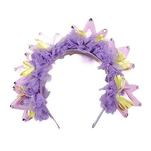 MISUVRSE Haarband für Kleinkinder, plissiert, Spitze, Krone, für Vergnügungspark, Kindertag, Party, Festival, Haarreif für Paare, Kopfschmuck, Kostüm, Hochzeit, Party, Shinning Cosplay, Pailletten von MISUVRSE