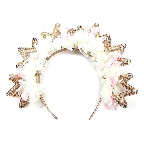 MISUVRSE Haarband für Kleinkinder, plissiert, Spitze, Krone, für Vergnügungspark, Kindertag, Party, Festival, Haarreif für Paare, Kopfschmuck, Kostüm, Hochzeit, Party, Shinning Cosplay, Pailletten von MISUVRSE