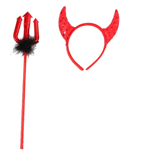 MISUVRSE Halloween Devil Kostüm Kits Wie Horn Stirnband Bowtie Tail Dämonen Dress Up Outfit Halloween Cosplays Party Requisiten von MISUVRSE
