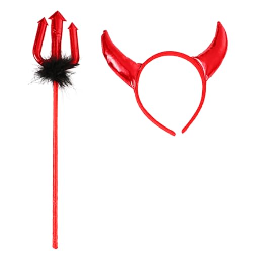 MISUVRSE Halloween Devil Kostüm Kits Wie Horn Stirnband Bowtie Tail Dämonen Dress Up Outfit Halloween Cosplays Party Requisiten von MISUVRSE
