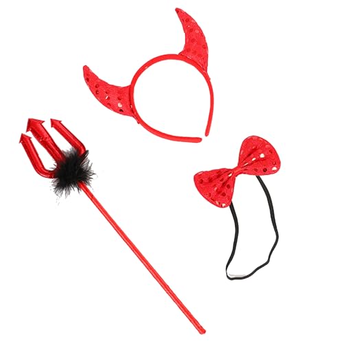 MISUVRSE Halloween Devil Kostüm Kits Wie Horn Stirnband Bowtie Tail Dämonen Dress Up Outfit Halloween Cosplays Party Requisiten von MISUVRSE