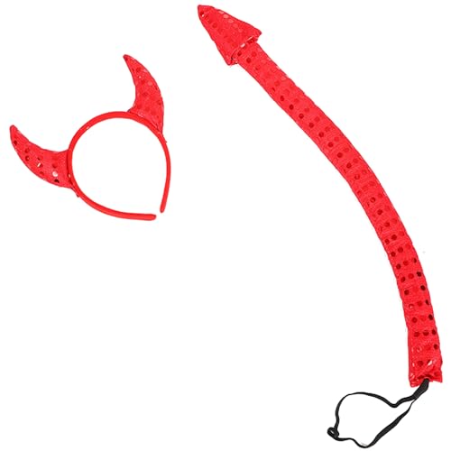 MISUVRSE Halloween Devil Kostüm Kits Wie Horn Stirnband Bowtie Tail Dämonen Dress Up Outfit Halloween Cosplays Party Requisiten von MISUVRSE