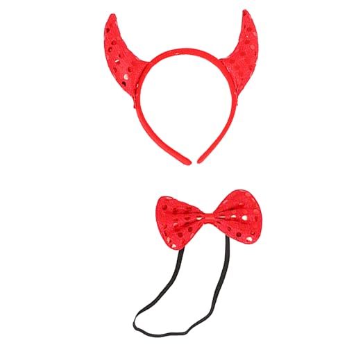 MISUVRSE Halloween Devil Kostüm Kits Wie Horn Stirnband Bowtie Tail Dämonen Dress Up Outfit Halloween Cosplays Party Requisiten von MISUVRSE