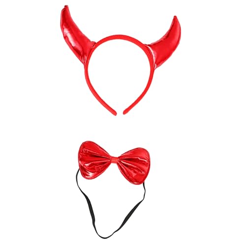 MISUVRSE Halloween Devil Kostüm Kits Wie Horn Stirnband Bowtie Tail Dämonen Dress Up Outfit Halloween Cosplays Party Requisiten von MISUVRSE