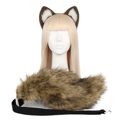 MISUVRSE Handgefertigter Plüsch-Füchse, Wolfsohren, Stirnband und Kunstpelzschwanz für Halloween, Cosplay, Party, Kostüme, Zubehör, Kinder und Erwachsene MISUVRSE Handgefertigter Plüsch-Füchse, Wolfsohren, Stirnband und Kunstpelzschwanz für Halloween, Cosplay, Party, Kostüme, Zubehör, Kinder und Erwachsene von MISUVRSE
