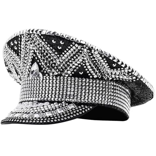 MISUVRSE Hochzeit, Braut, Kapitän mit Strass-Dekoren, Damen, Hochzeit, Halloween, Party, Hut, Abschlussball, Bühnenauftritte von MISUVRSE