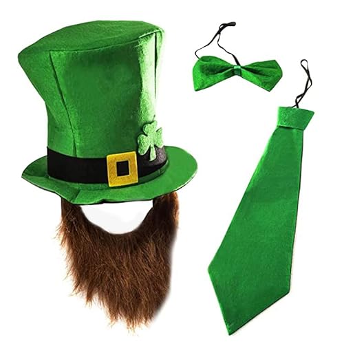 MISUVRSE Irischer Hut mit Fliege und Krawatte, Grün, 3-teiliges Set, Irischer Nationalfeiertag, Dekoration, Erwachsene, Teenager, Karneval, Party, Hut MISUVRSE Irischer Hut mit Fliege und Krawatte, Grün, 3-teiliges Set, Irischer Nationalfeiertag, Dekoration, Erwachsene, Teenager, Karneval, Party, Hut von MISUVRSE