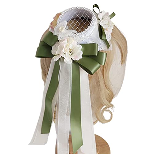 MISUVRSE Kopfschmuck, wunderschöner Perlenhut, Schleife, Hut, süße Schleife, Kopfbedeckung, Anime, Cosplay, Kopfbedeckung von MISUVRSE