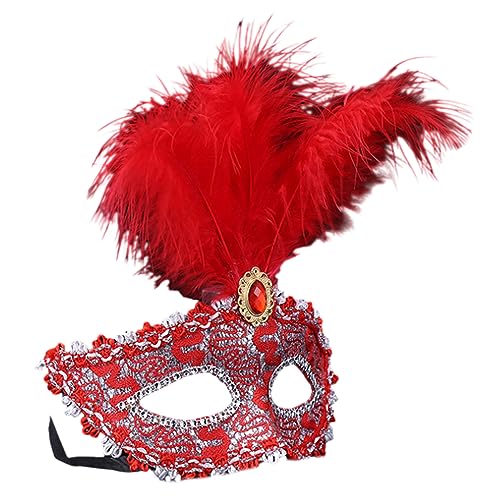 MISUVRSE Kostüm Feder Maskerade Halloween Karneval Cosplay Party Half Face Requisiten Maskerade Mit Feder Für Paare Frauen Und Männer Mit Federn von MISUVRSE