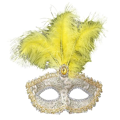 MISUVRSE Kostüm Feder Maskerade Halloween Karneval Cosplay Party Half Face Requisiten Maskerade Mit Feder Für Paare Frauen Und Männer Mit Federn von MISUVRSE