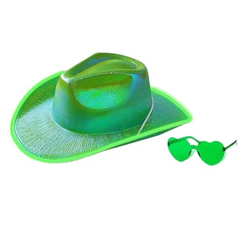 MISUVRSE LED-Cowboyhut und Kostüm-Set, Westernhut, breite Krempe, Brillen, Erwachsene, Junggesellinnenabschied, Requisiten, Zubehör, 2 Stück MISUVRSE LED-Cowboyhut und Kostüm-Set, Westernhut, breite Krempe, Brillen, Erwachsene, Junggesellinnenabschied, Requisiten, Zubehör, 2 Stück von MISUVRSE